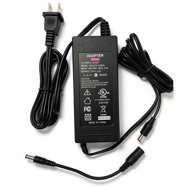 75W AC Power Adapter EPS-6.2 12V 6.2A Charger Power Supply 6.5 * 1.4mm with 5.5 * 2.5mm Center Pin Adapter Cable for Comcast Xfinity XB3 Wireless Gateways, Netgear Modems & CCTV NVRs