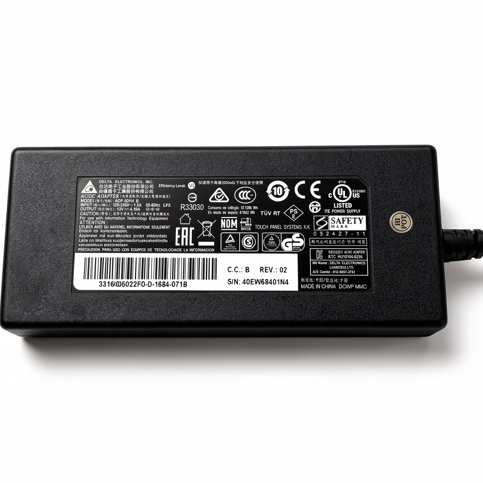 Delta ADP-50YH B 12V 4.16A 50W Desktop AC Power Adapter 5.5mm × 2.1mm DC Power Supply for LCD Monitor POS Terminal Industrial Equipment