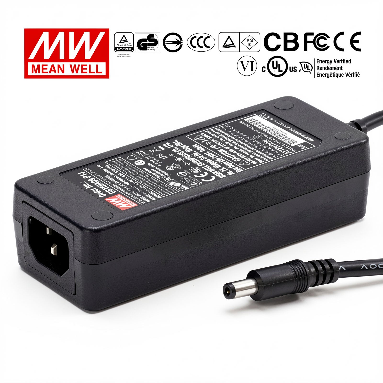 Mean Well GST60A09-P1J 9V 6.67A 60W Desktop Power Adapter 5.5mm DC Plug for Industrial Control POS Networking Embedded Systems