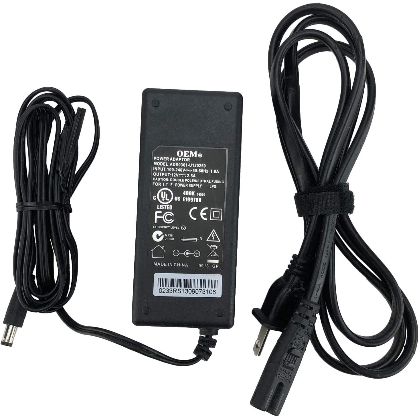 ADS0361 12V DC power adapter for CCTV cameras, LED strips, and security systems.
