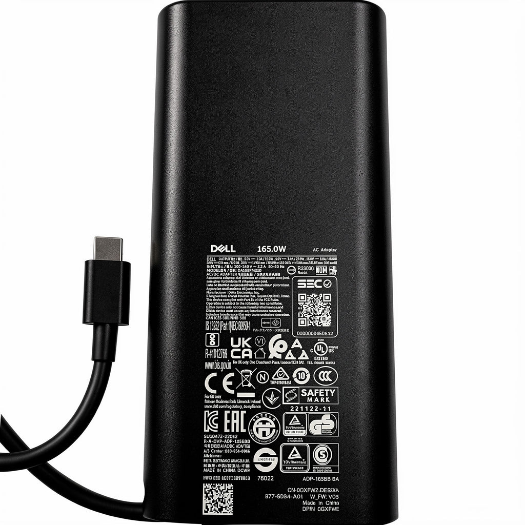 Dell DA165PM210 165W USB-C AC Power Adapter 28V 5.89A GaN Charger for Precision 5680 5690 XPS 17 9720 9730 Mobile Workstation Laptop