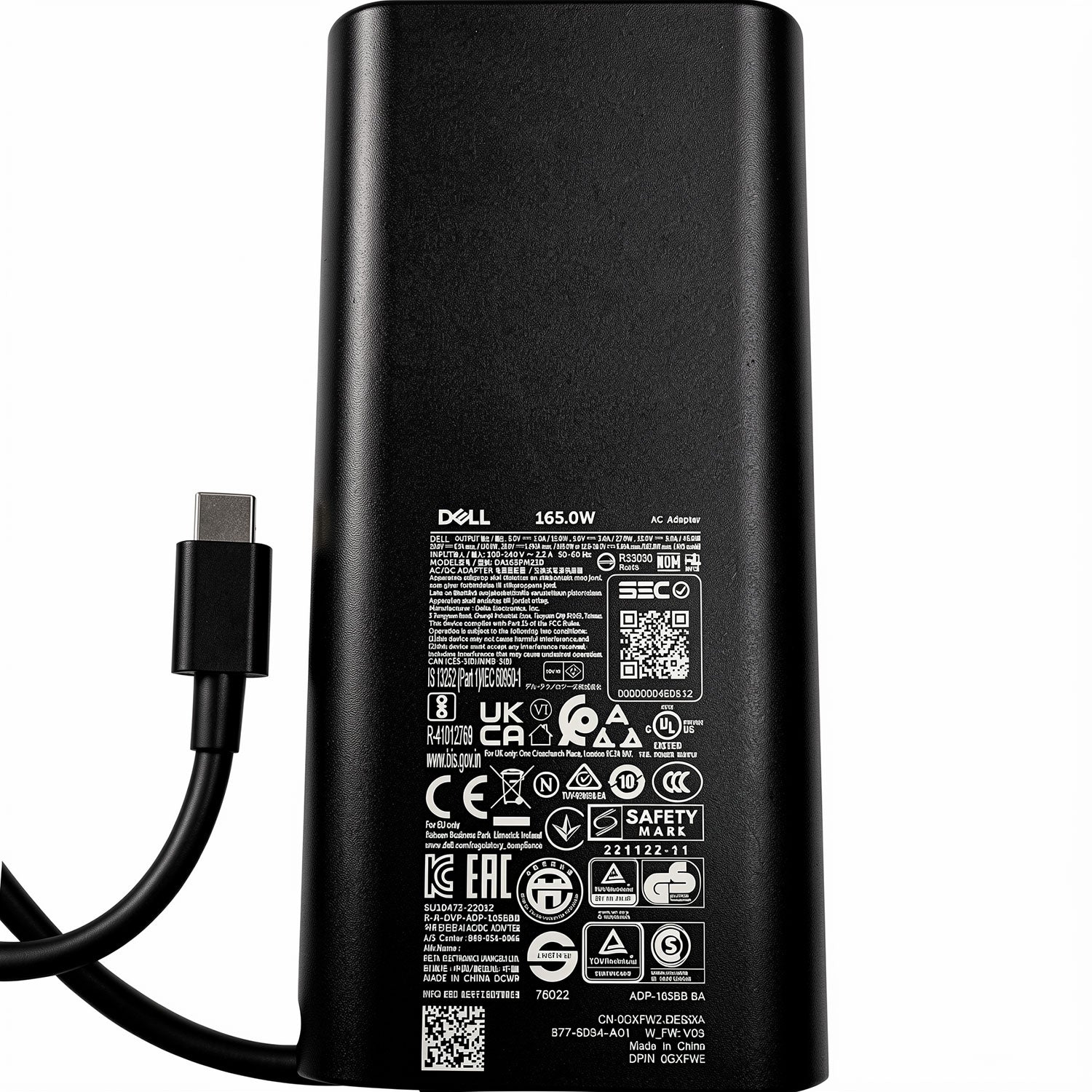 Dell DA165PM210 165W USB-C AC Power Adapter 28V 5.89A GaN Charger for Precision 5680 5690 XPS 17 9720 9730 Mobile Workstation Laptop