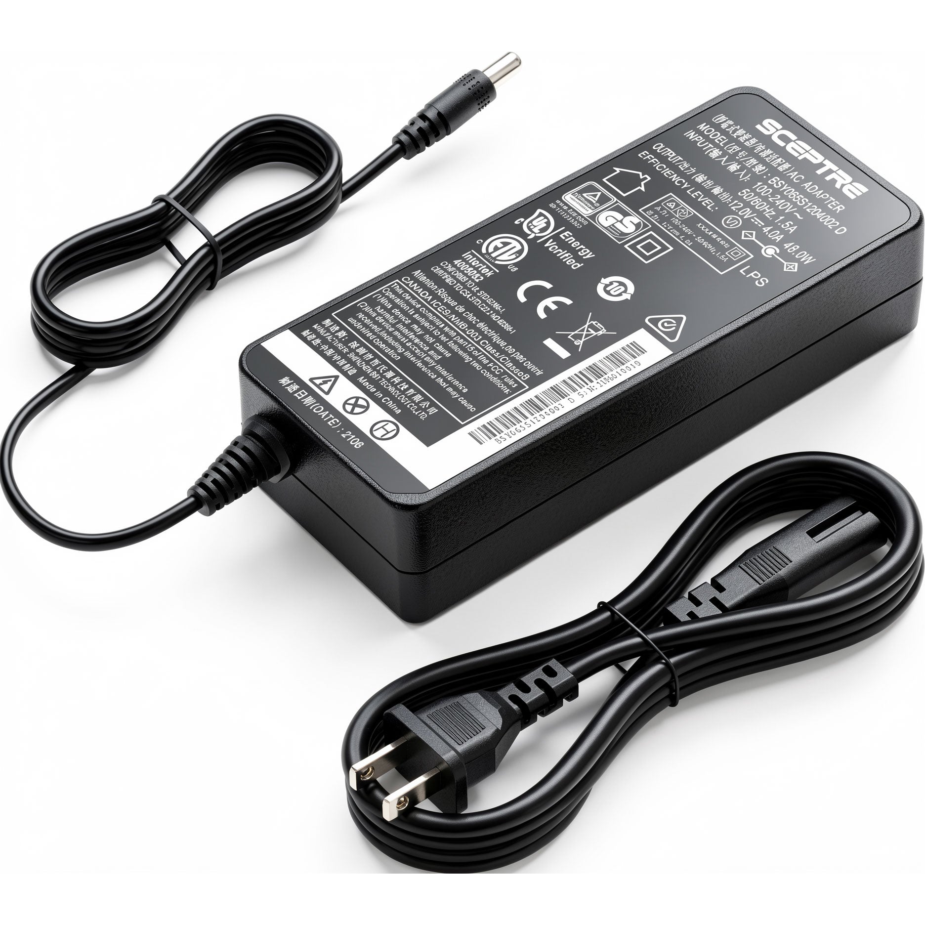 Sceptre 48W AC Power Adapter BSY065S12040002 D BSY065S1204002D 12V 4A Charger for Curved & Edgeless 20" 22" 24" 27" 32" Gaming Monitors