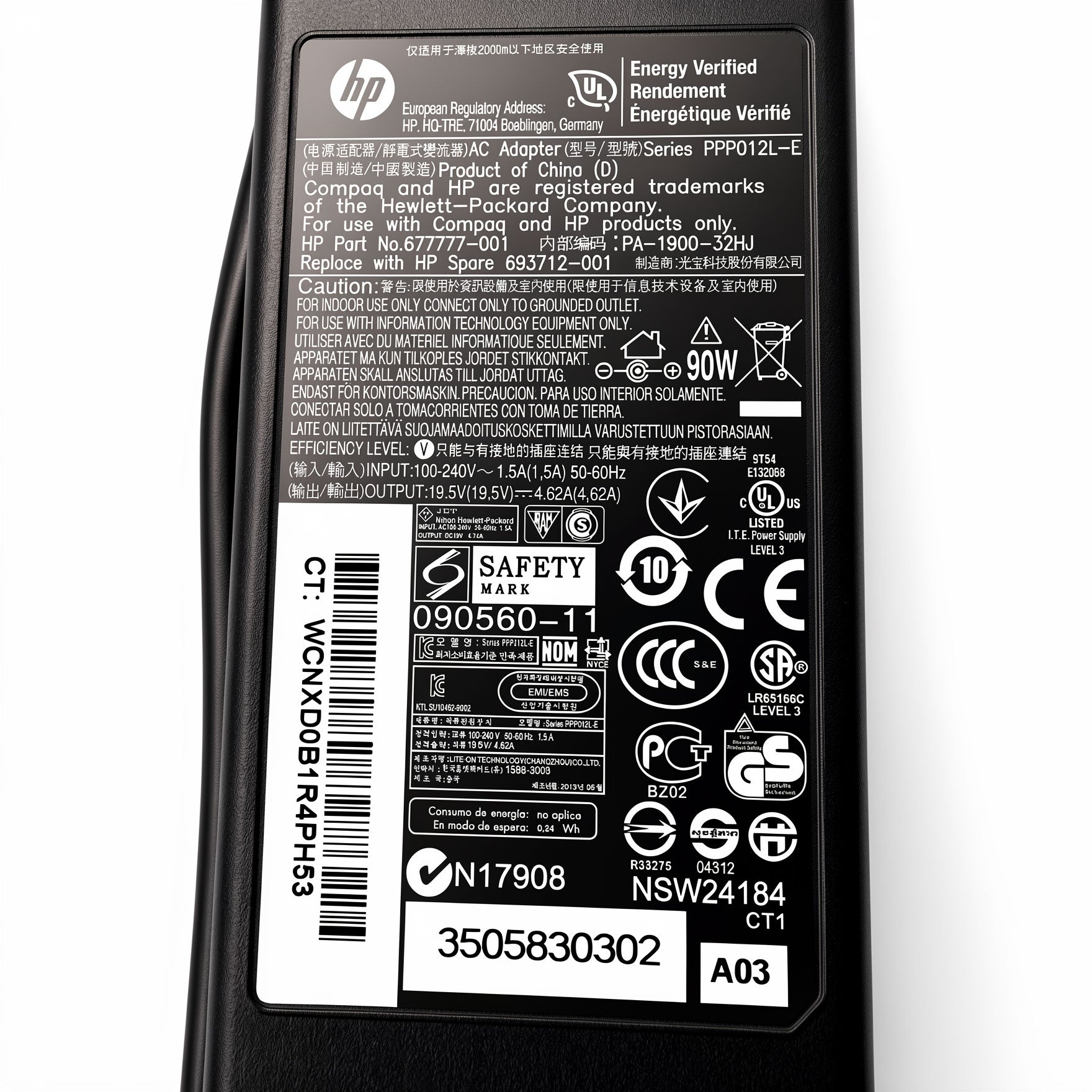 HP 90W AC Power Adapter PA-1900-32HJ PPP012L-E 19.5V 4.62A Charger for HP ProBook, EliteBook, Pavilion Laptops and EliteDesk Mini PCs