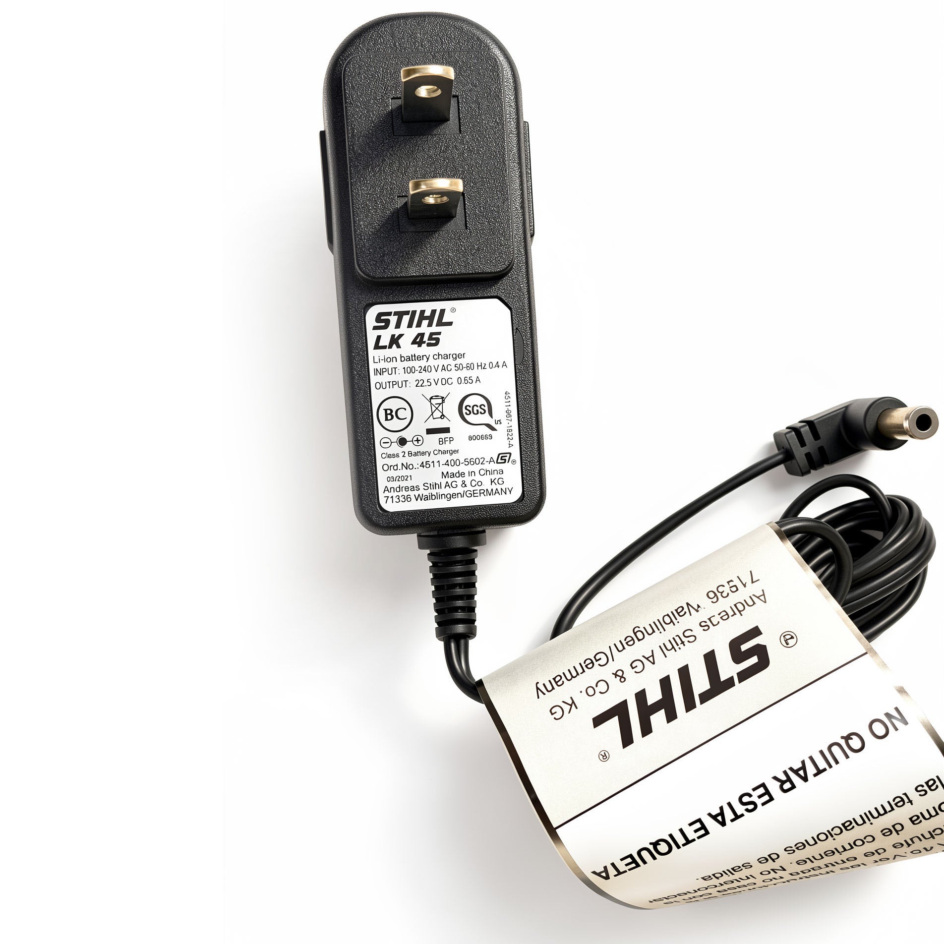 Stihl 15W AC Power Adapter Charger LK45 4511-400-5602 4511-400-5603 22.5V 0.65A Charging Cable for Cordless Weed Eater Lawn Trimmer Blower
