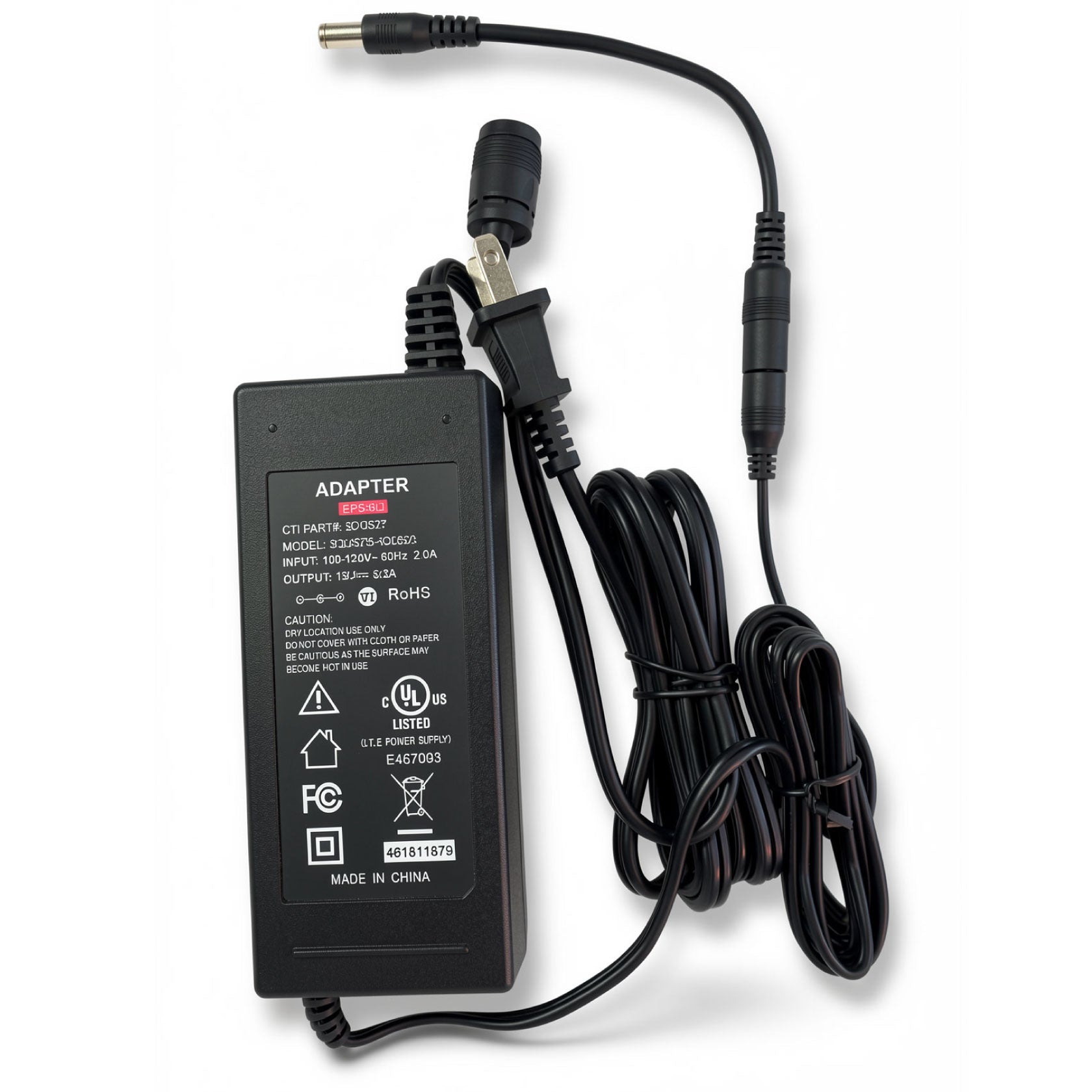 75W AC Power Adapter EPS-6.2 12V 6.2A Charger Power Supply 6.5 * 1.4mm with 5.5 * 2.5mm Center Pin Adapter Cable for Comcast Xfinity XB3 Wireless Gateways, Netgear Modems & CCTV NVRs