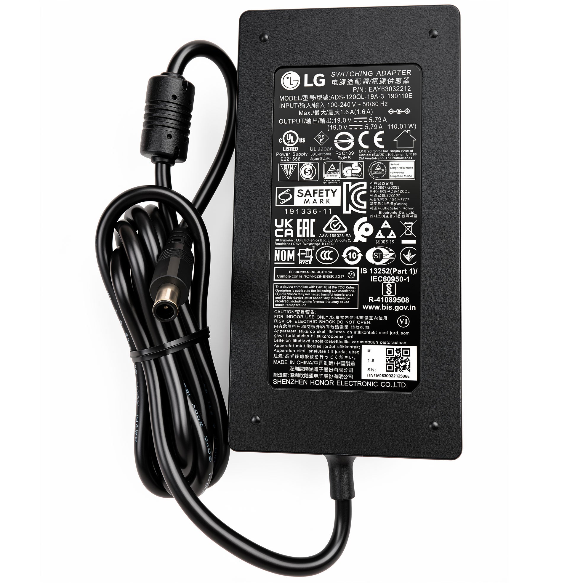 LG 110W AC Power Adapter EAY63032212 ADS-120QL-19A-3 19V 5.79A Charger for UltraGear Monitor and CineBeam Projector