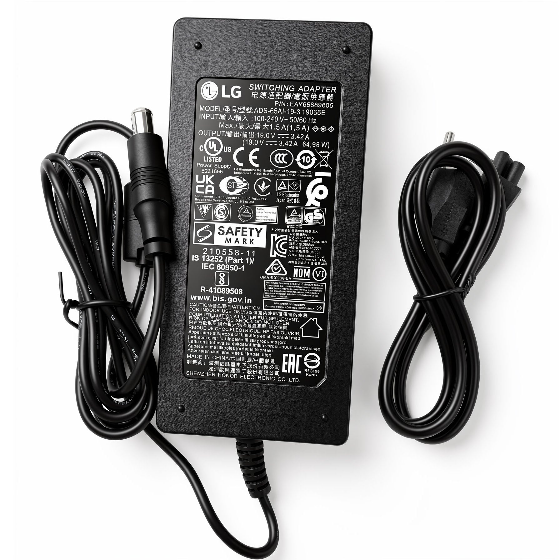New Original LG 65W AC Power Adapter EAY65689605 ADS-65AI-19-3 19065E 19V 3.42A Charger for UltraWide Monitor