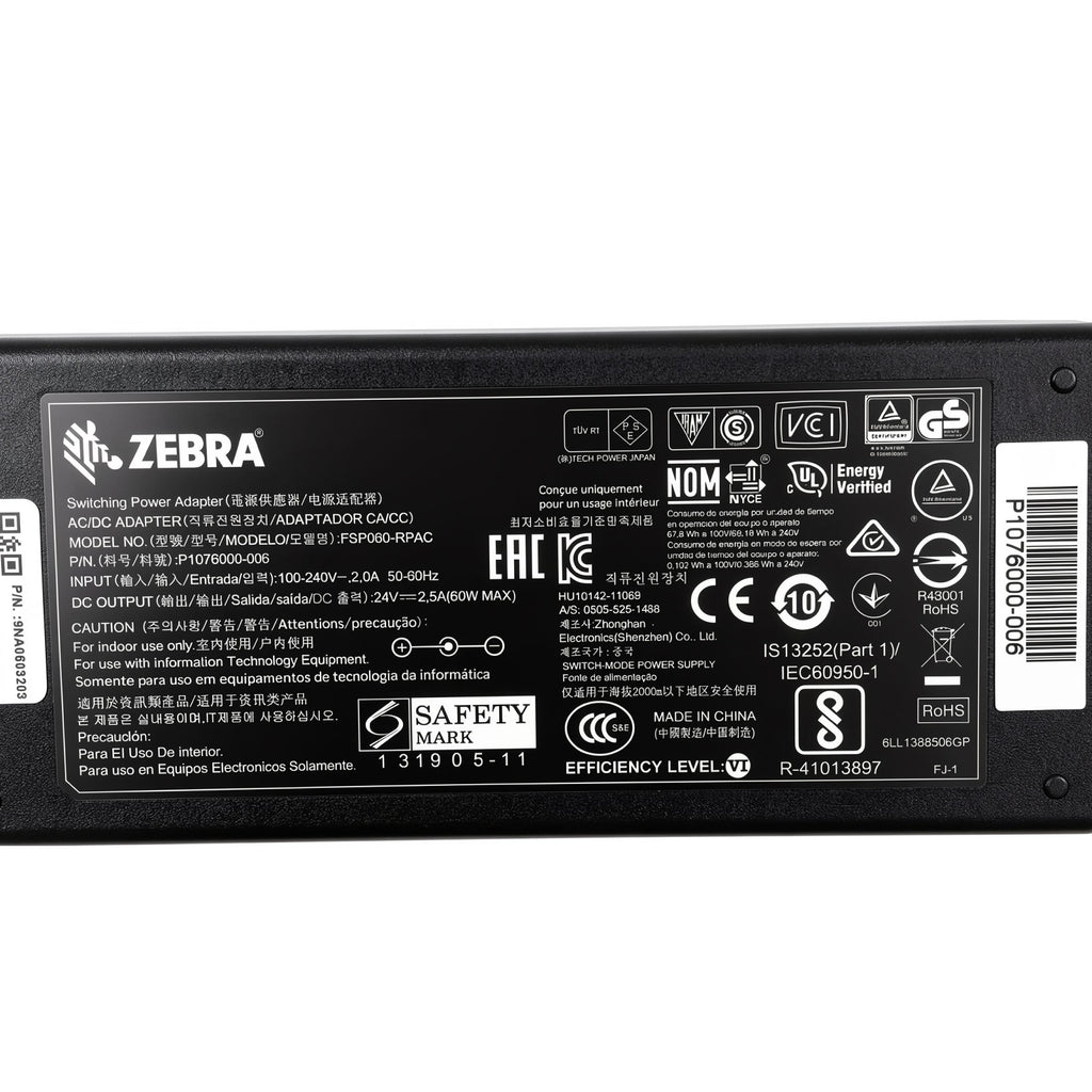 Zebra 60W AC Power Adapter FSP060-RPAC 12V 5A Charger Power Supply for GK420d GK420t GX420d GX420t GX430t ZD420 ZD421 Label Printers