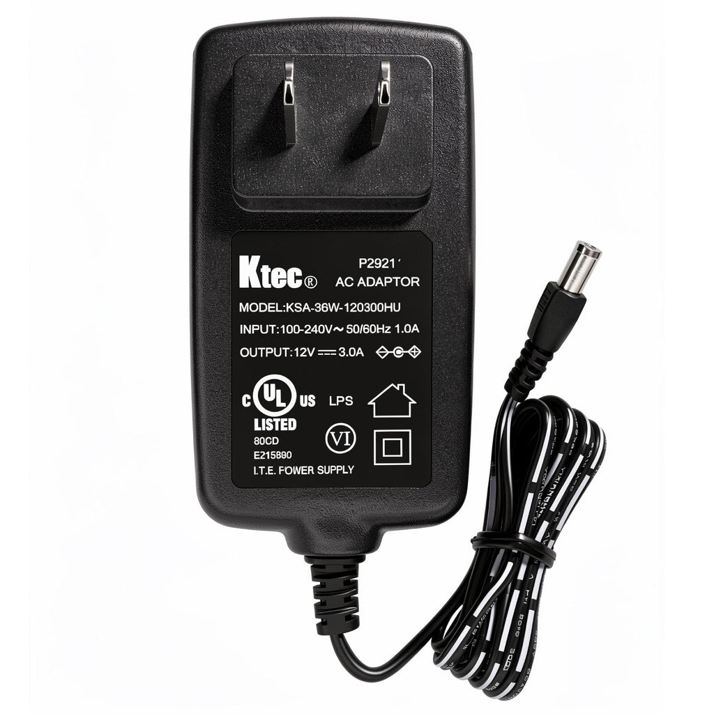 Ktec 36W AC Power Adapter KSA-36W-120300HU 12V 3A Charger Power Supply 5.5mm * 2.5mm for Western Digital WD My Book, ASUS Netgear WiFi Routers, CCTV Cameras