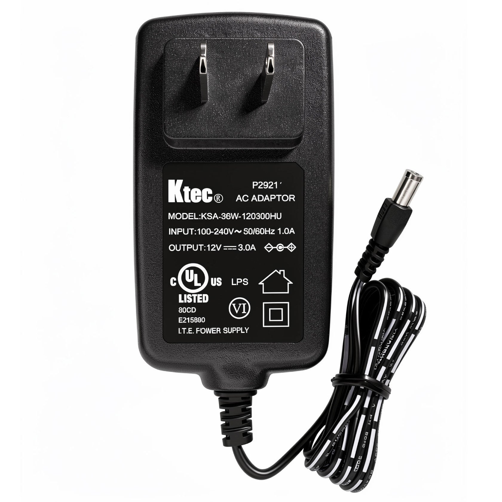 Ktec 36W AC Power Adapter KSA-36W-120300HU 12V 3A Charger Power Supply 5.5mm * 2.5mm for Western Digital WD My Book, ASUS Netgear WiFi Routers, CCTV Cameras