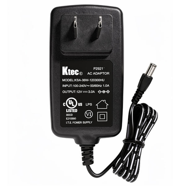 Ktec 36W AC Power Adapter KSA-36W-120300HU 12V 3A Charger Power Supply 5.5mm * 2.5mm for Western Digital WD My Book, ASUS Netgear WiFi Routers, CCTV Cameras