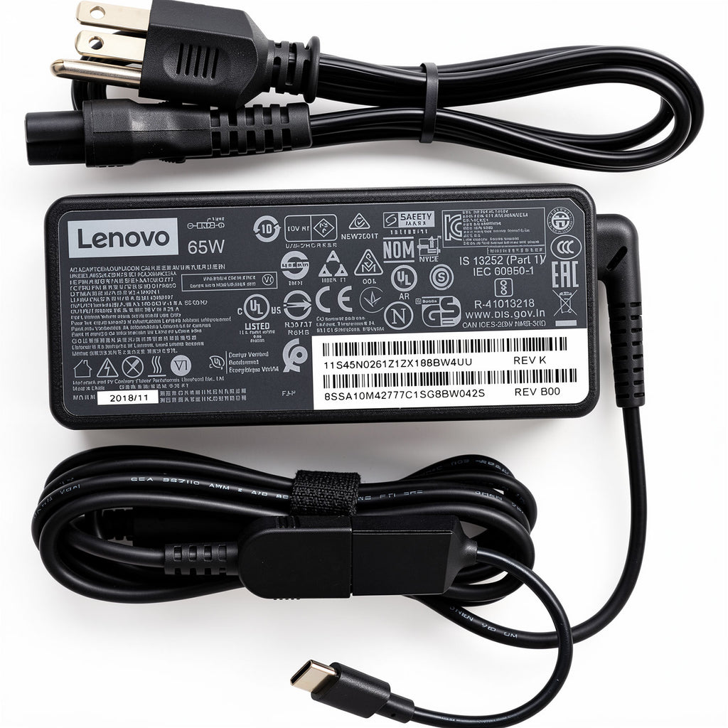 Lenovo SA10M42777 65W AC Power Adapter 20V 3.25A Charger with Smart Tip to USB-C Converter Cable for ThinkPad Yoga IdeaPad USB-C Devices