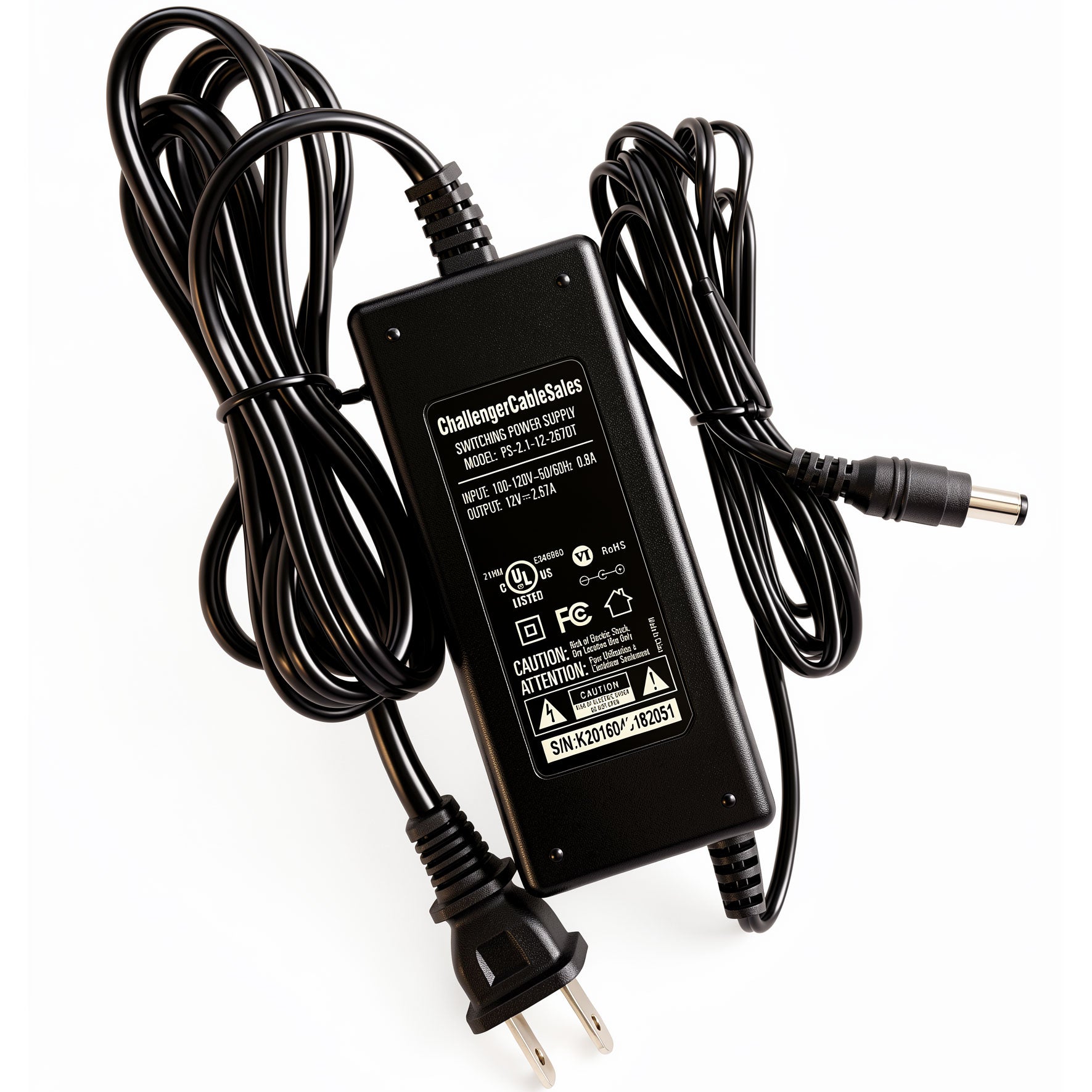 Challenger Cable Sales 32W AC Power Adapter PS-2.1-12-267DAC 12V 2.67A Charger for Comcast, Motorola & ARRIS DCX3200, DCX3501, DCX3600 Cable Boxes