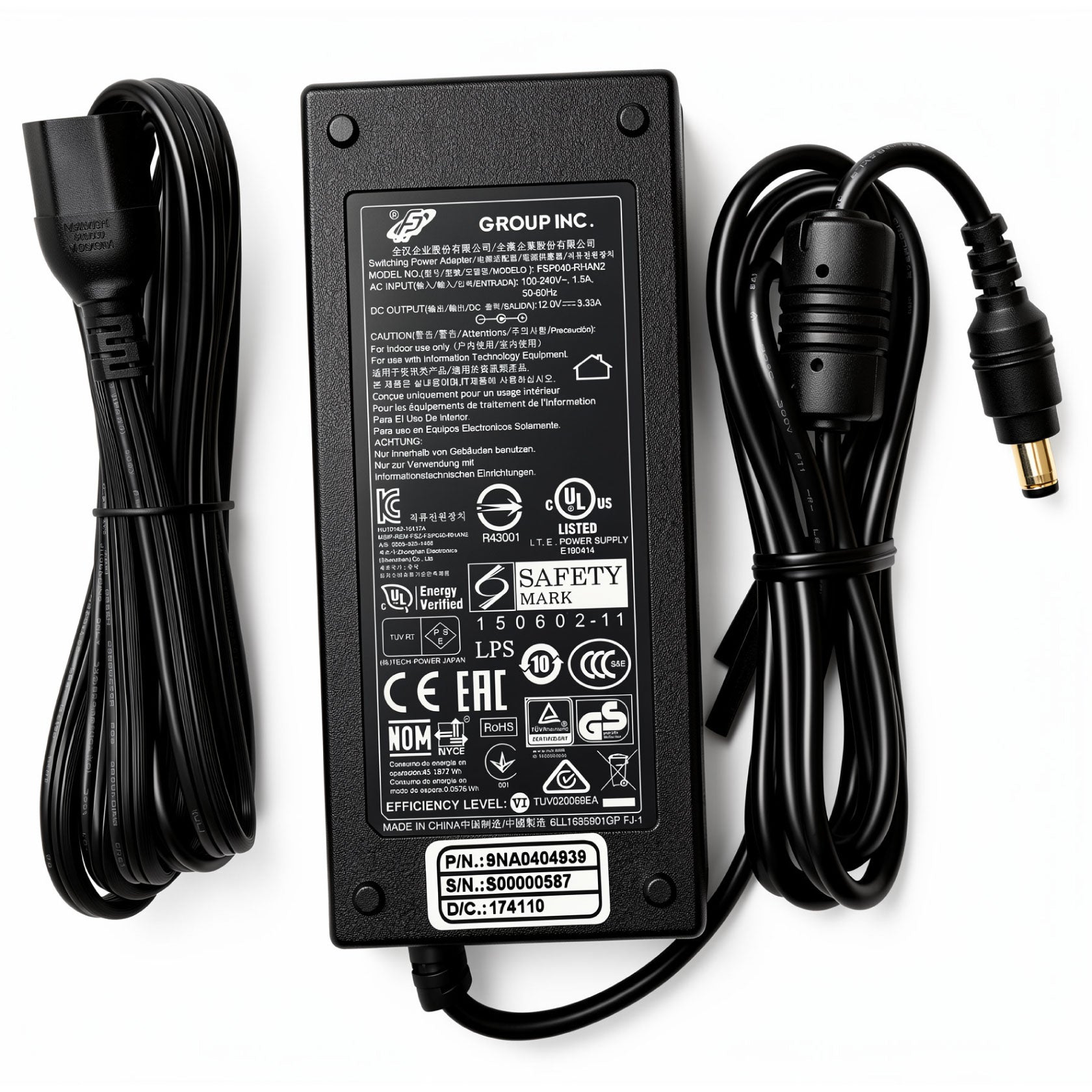 Original FSP 40W AC Power Adapter FSP040-RHAN2 12V 3.33A Charger Power Supply for Palo Alto PA-200, NCR 7746 PX15 POS Terminal, HP Pavilion 20xi 22xi 23xi Monitors