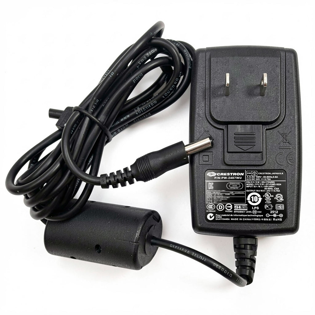 Crestron 18W AC Power Adapter GT-41062-1824 PW-2407WU 24V 0.75A Charger Power Pack for AV Control Systems & Smart Home Electronics