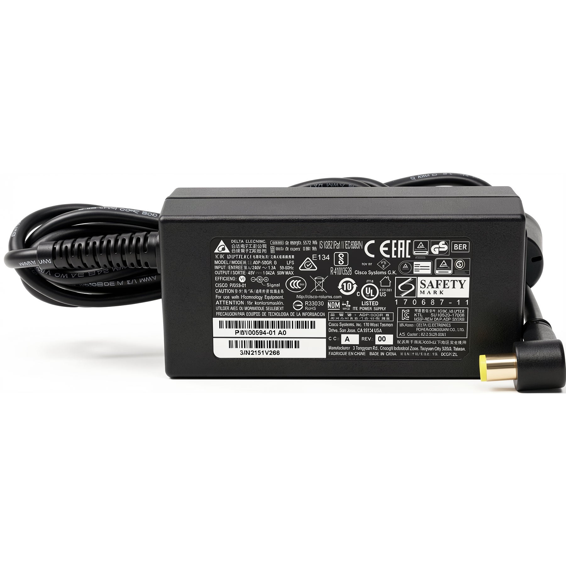 Cisco 50W AC Power Adapter ADP-50GR B 341-100594-01 48V 1.042A Charger for IP Phone 8811 8845 8861 8865 8900 9900 Series. Replaces 341-100594-01