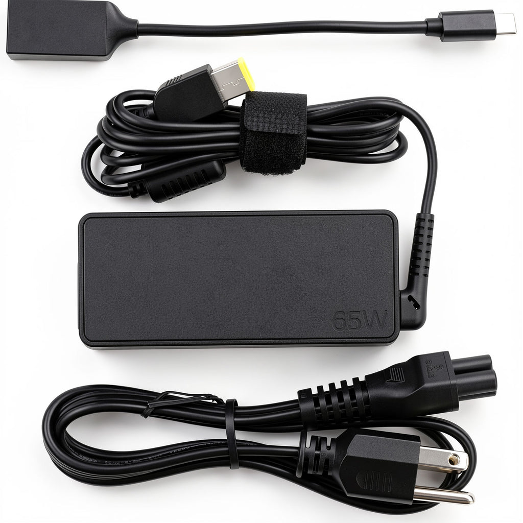 Lenovo SA10M42777 65W AC Power Adapter 20V 3.25A Charger with Smart Tip to USB-C Converter Cable for ThinkPad Yoga IdeaPad USB-C Devices
