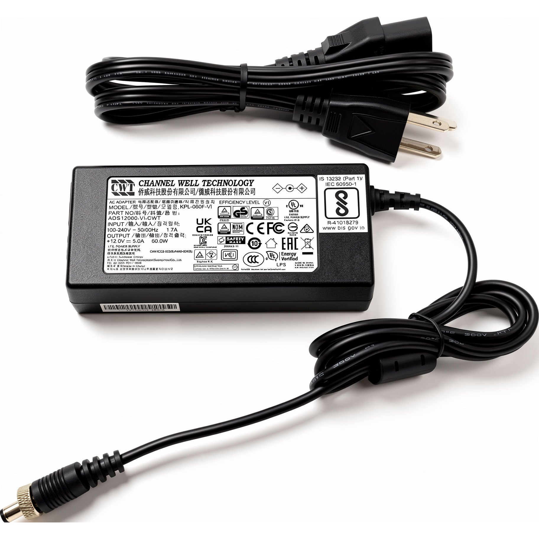 CWT 60W AC Power Adapter KPL-060F-VI ADS12060-VI-CWT 12V 5A Charger for IPC System Set-Top Box Network Modem LED Strip Monitor