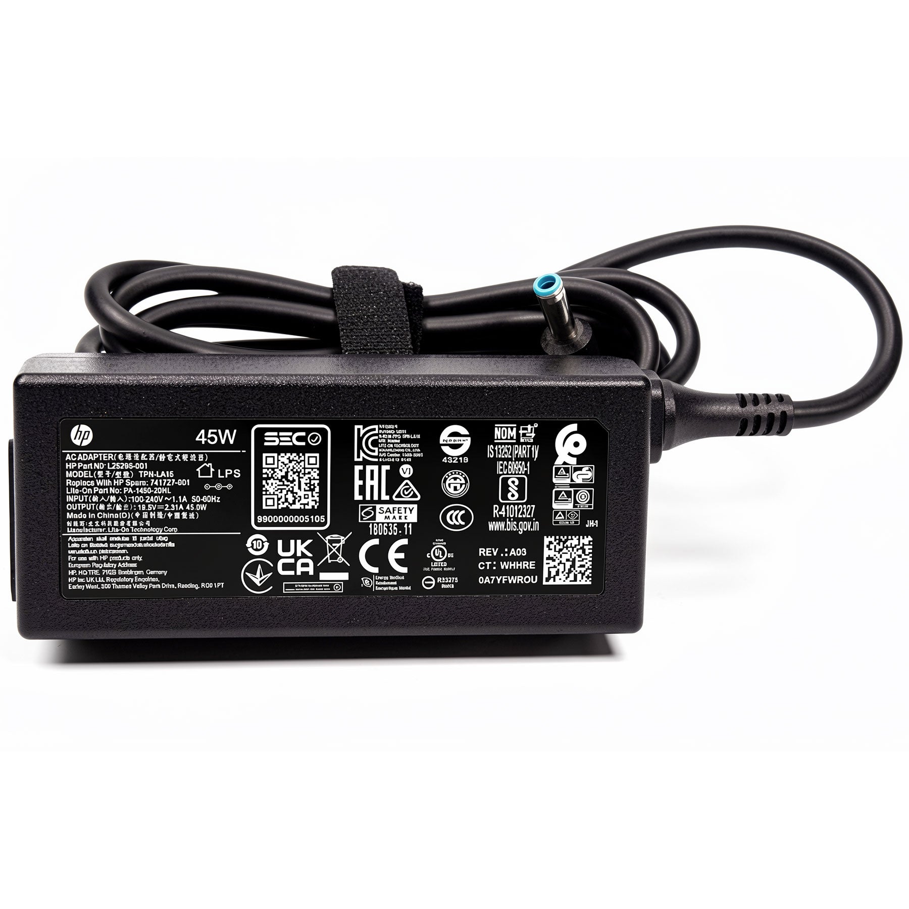 HP 45W AC Power Adapter TPN-LA15 741727-001 L25296-001 19.5V 2.31A Blue Tip Charger for Pavilion, Envy x360, EliteBook & Stream Laptops