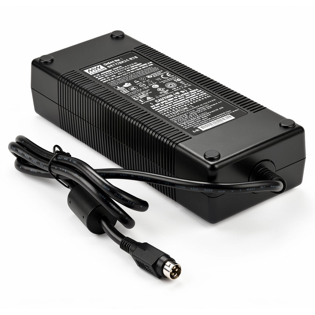 Mean Well 220W AC Power Adapter GST220A24-R7B 24V 9.21A Charger Power Supply with 4-Pin DIN Locking Plug for Industrial Equipment, LED Lighting & I.T.E Devices