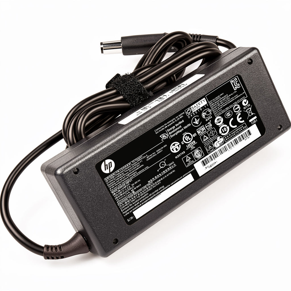 HP 608428-002 90W AC adapter, 19V 4.74A output, compatible with Pavilion dv6 dv7 and ProBook.