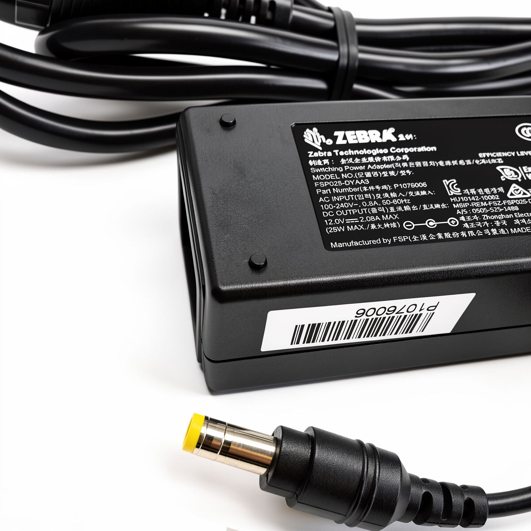 Zebra 25W AC Power Adapter FSP025-DYAA3 P1076006 12V 2.08A Charger for Mobile Label Thermal Printer QLn220 QLn320 QLn420 ZQ510 ZQ520 ZQ610 ZQ620