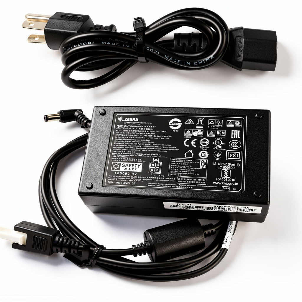 Zebra 50W AC Power Supply Kit PWR-BGA12V50W0WW 12V 4.16A Charger with CBL-DC-388A1-01 DC Cable for Single Slot Cradles & Battery Chargers