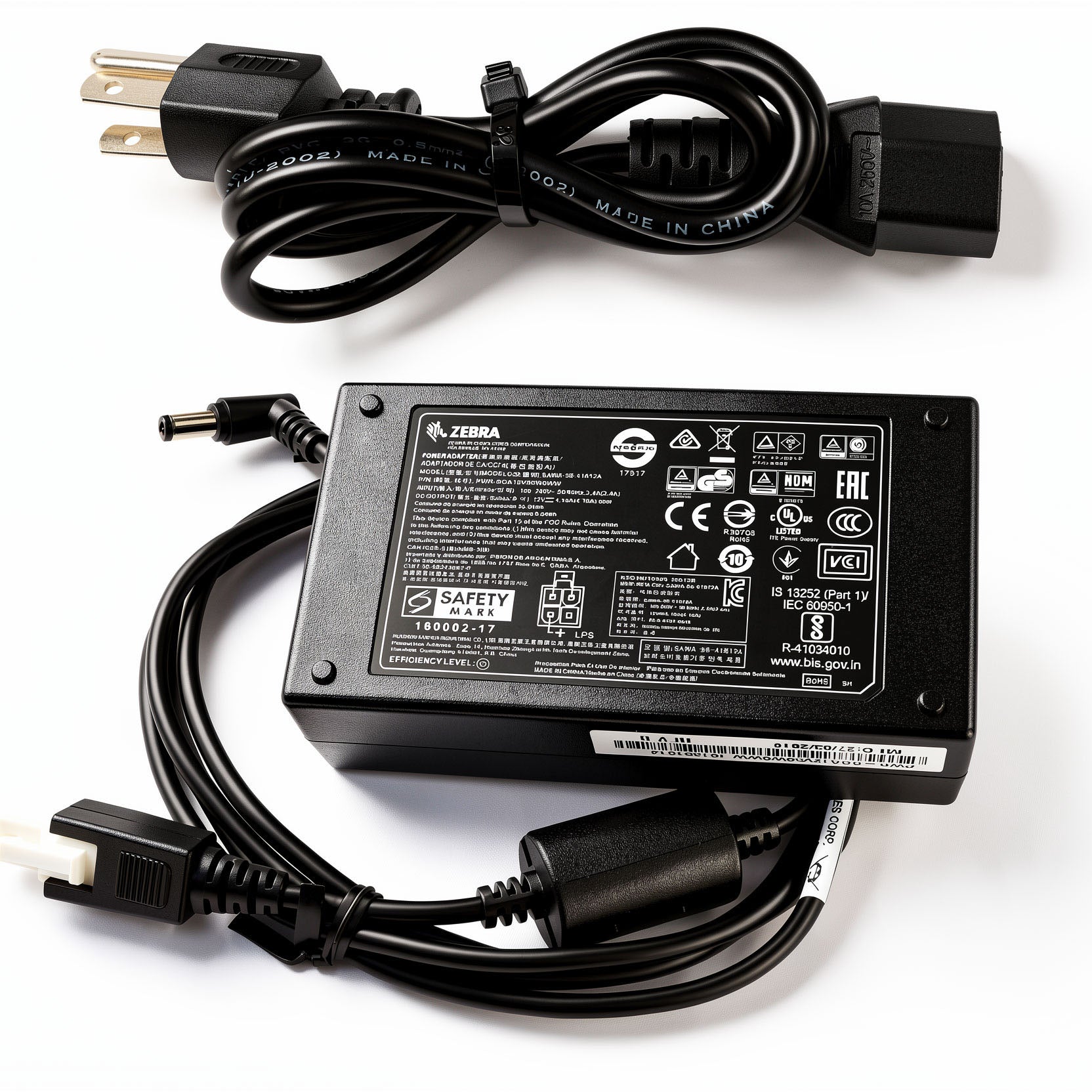 Zebra 50W AC Power Supply Kit PWR-BGA12V50W0WW 12V 4.16A Charger with CBL-DC-388A1-01 DC Cable for Single Slot Cradles & Battery Chargers