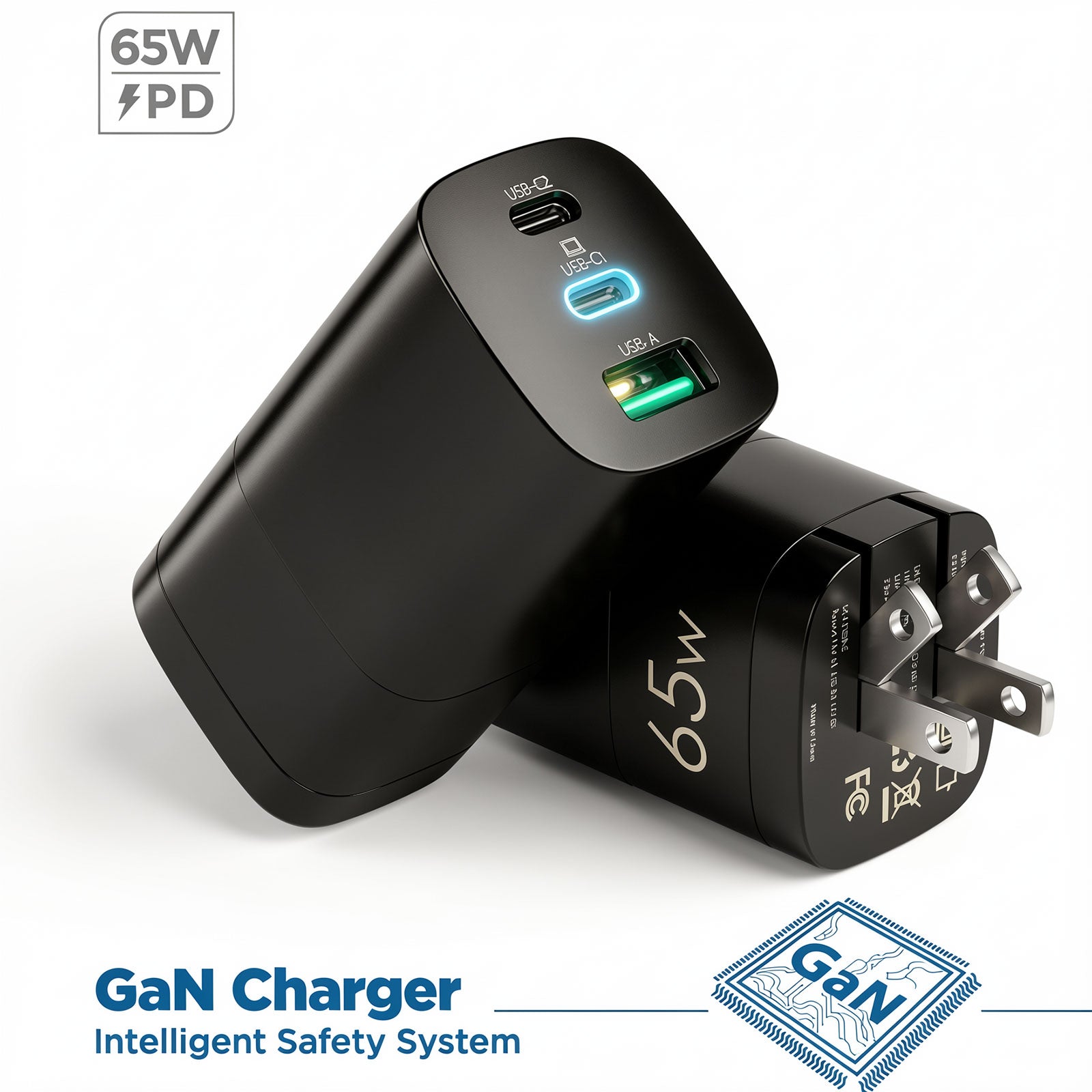 AbleGrid 65W charger dual USB-C and USB-A charging ports
