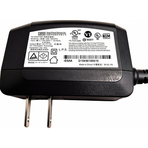 APD 10W AC Adapter WB-10E05FU 5V 2A Charger for Actiontec MWTV2TX Transmitter, Routers, Tablets