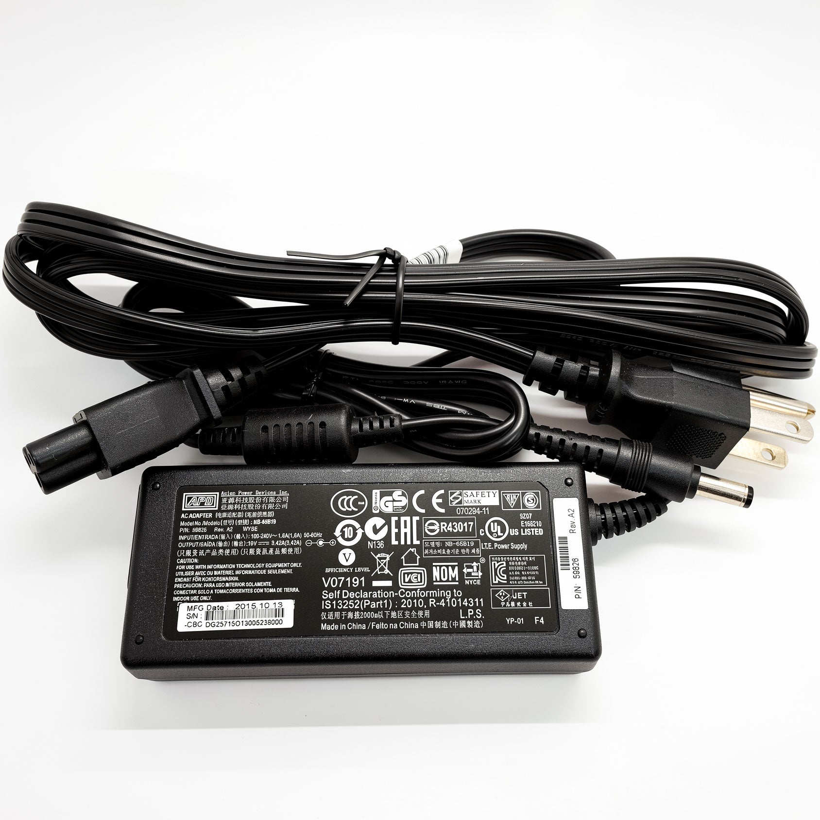 APD 65W Charger NB-65B19 / DA-65A19 / 3MGNP 19V 3.42A for Dell Wyse Thin Client & Gigabyte Laptop