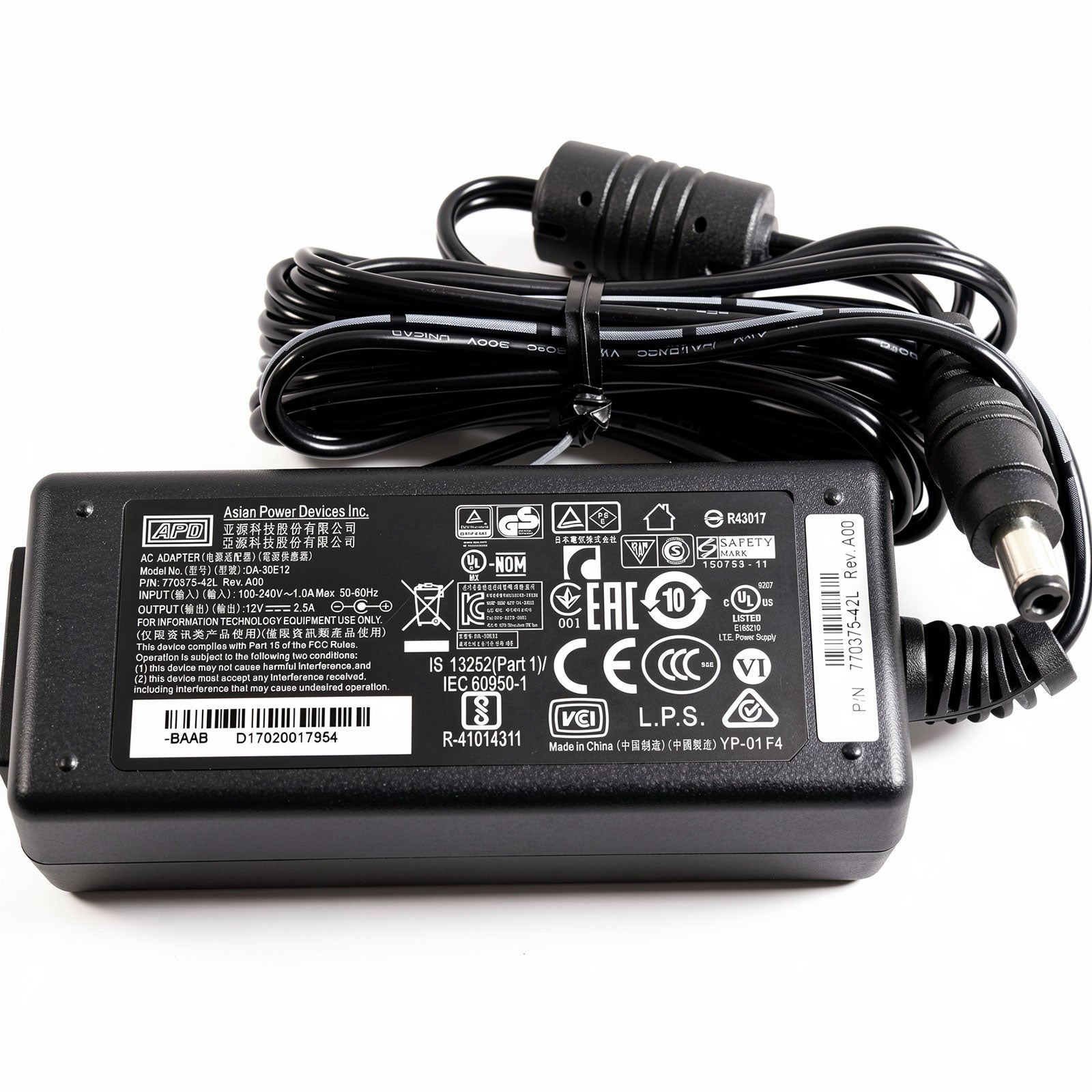 APD DA-30E12 12V 2.5A 30W AC DC power adapter for Dell Wyse thin client