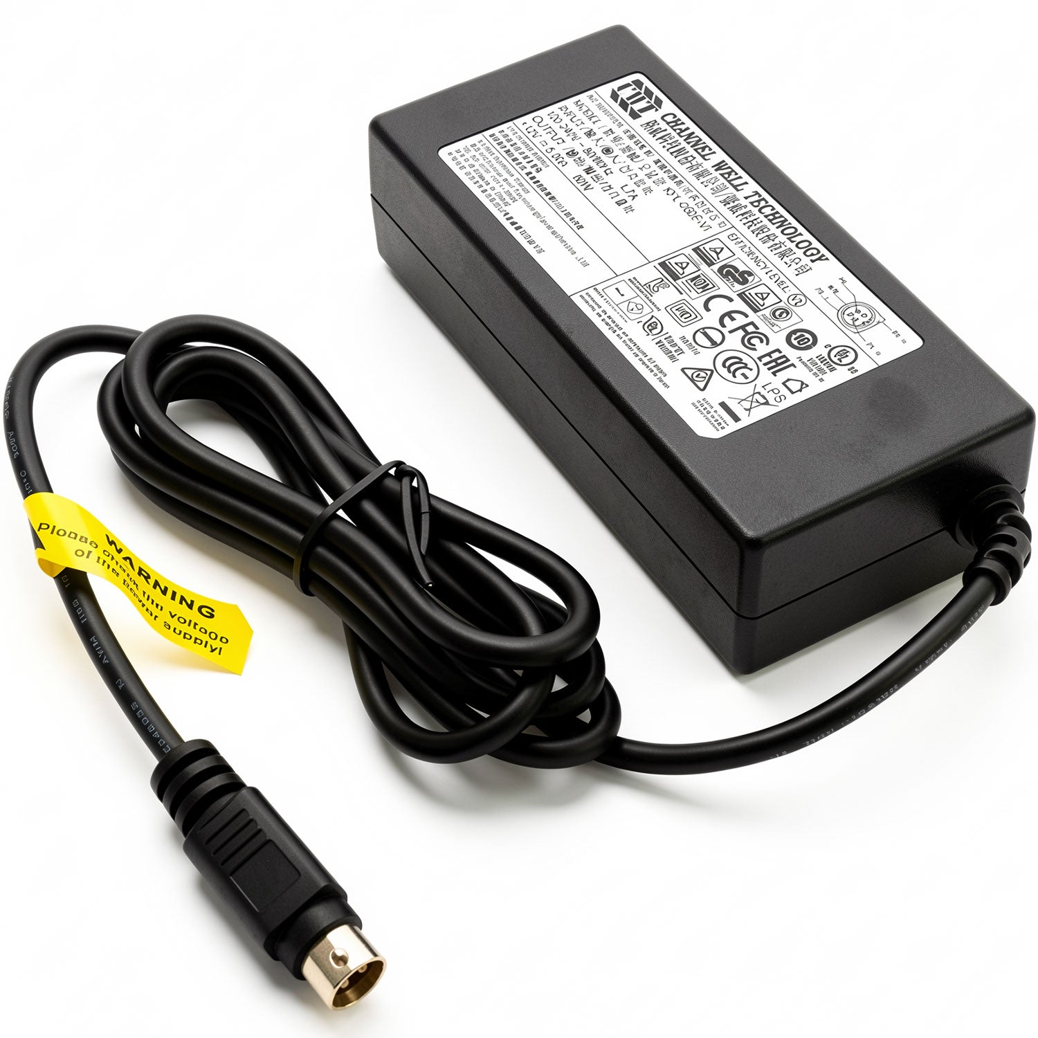 CWT 60W AC power adapter KPL-060F-VI, 12V 5A charger with 4-pin DIN connector for Hikvision and Dahua DVR NVR.