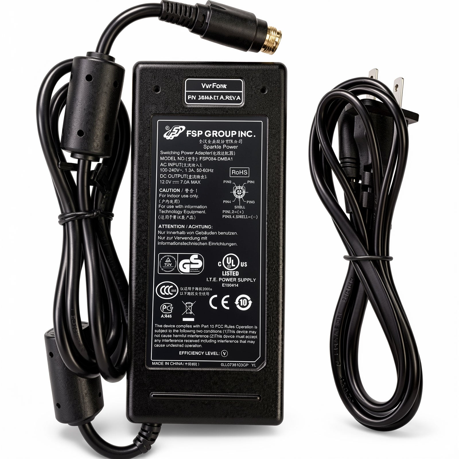 FSP FSP084-DMBA1 84W 12V 7A AC Adapter with 4-Pin XLR Female Connector