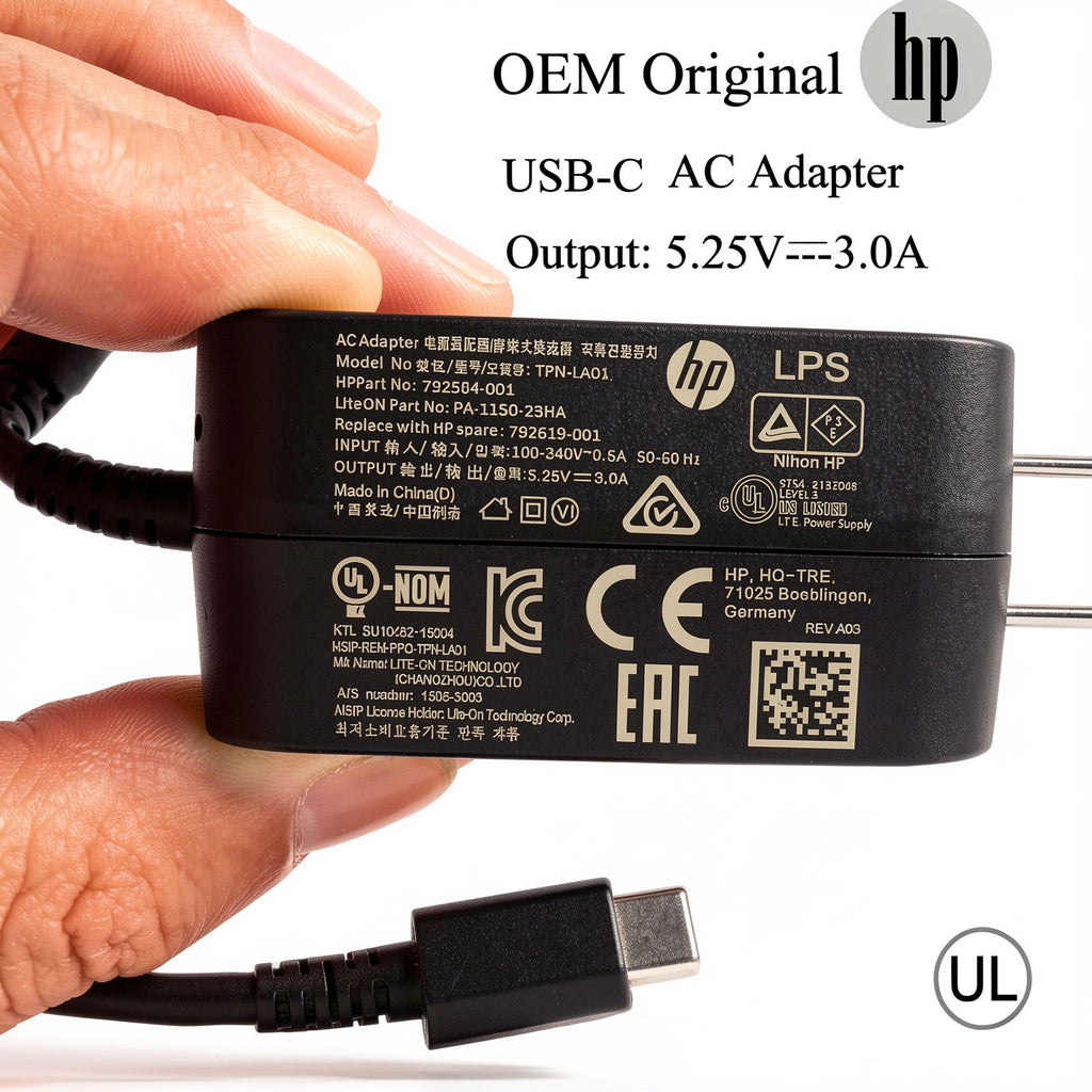 HP 792584-001 792619-001 15W USB-C Adapter Replacement for Tablet Fleet