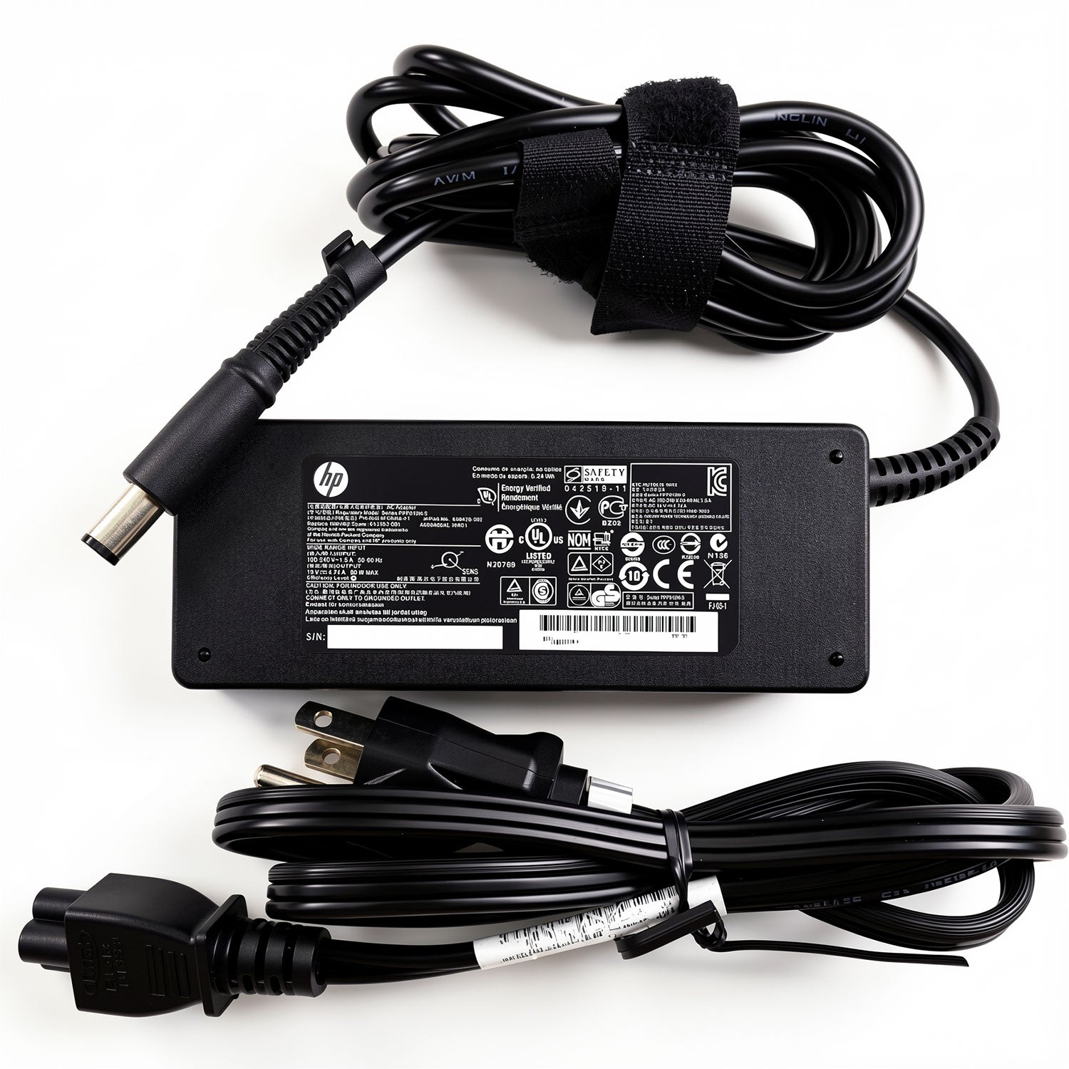 HP PPP012H-S 90W 19V 4.74A AC adapter for Pavilion, EliteBook, and ProBook laptops.