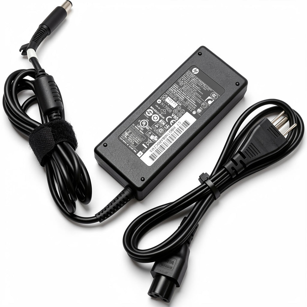 HP 90W AC power adapter PPP012L-S, 19V 18.5V 4.74A charger with 7.4mm smart pin for ProBook and EliteBook.