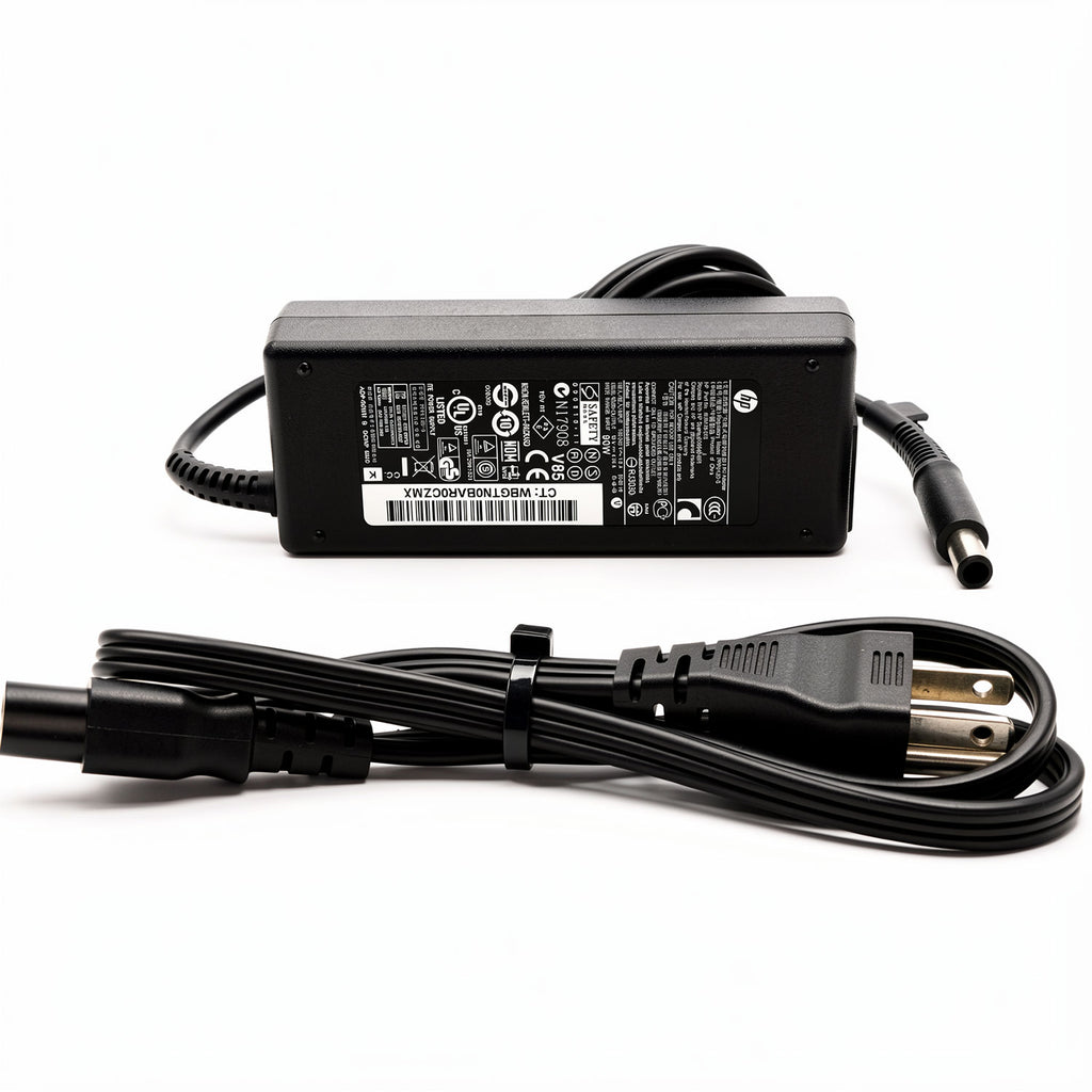 HP 90W AC power adapter PPP012L-S, 19V 18.5V 4.74A charger with 7.4mm smart pin for ProBook and EliteBook.