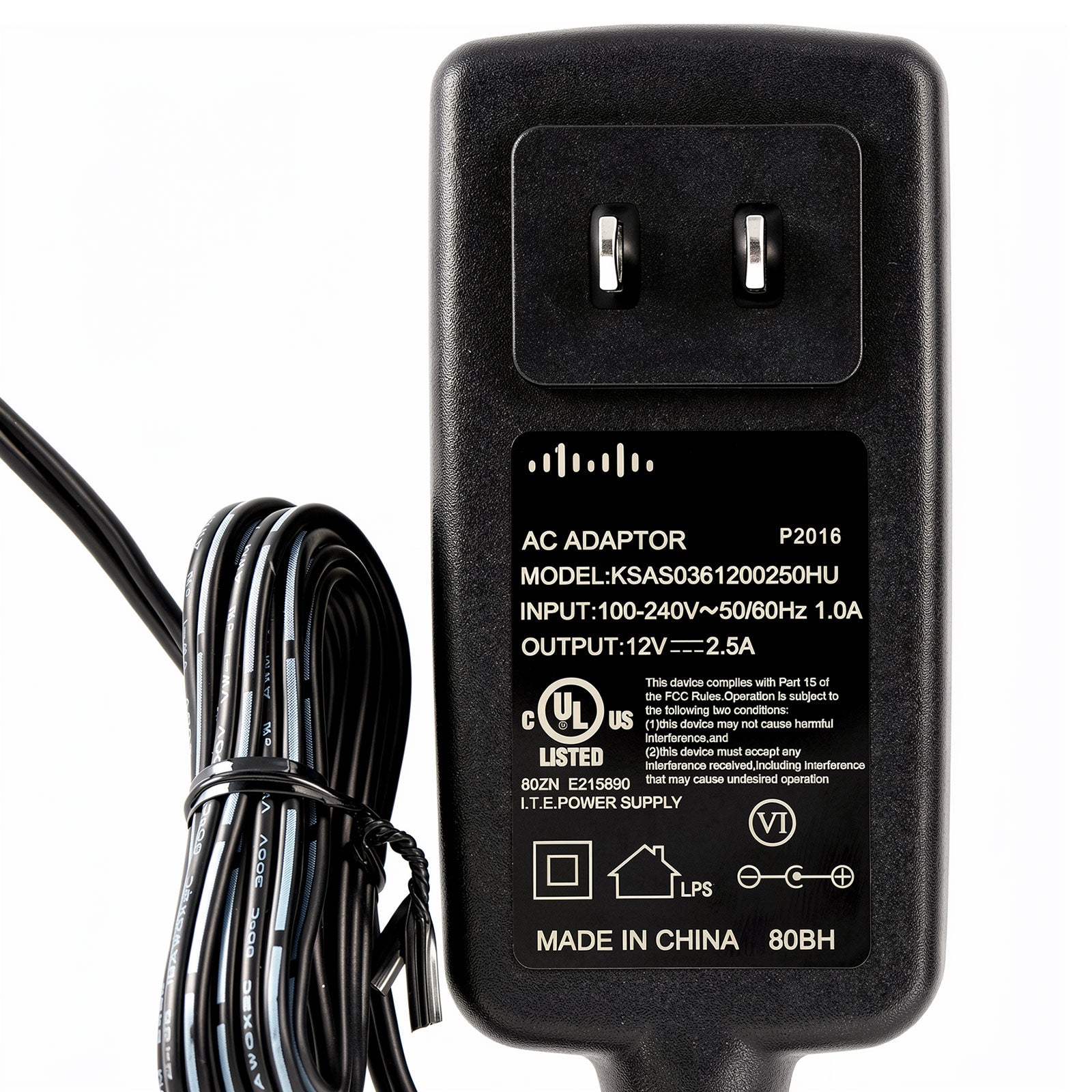 Ktec KSAS0361200250HU 12V 2.5A 30W AC power adapter for Cisco Meraki devices