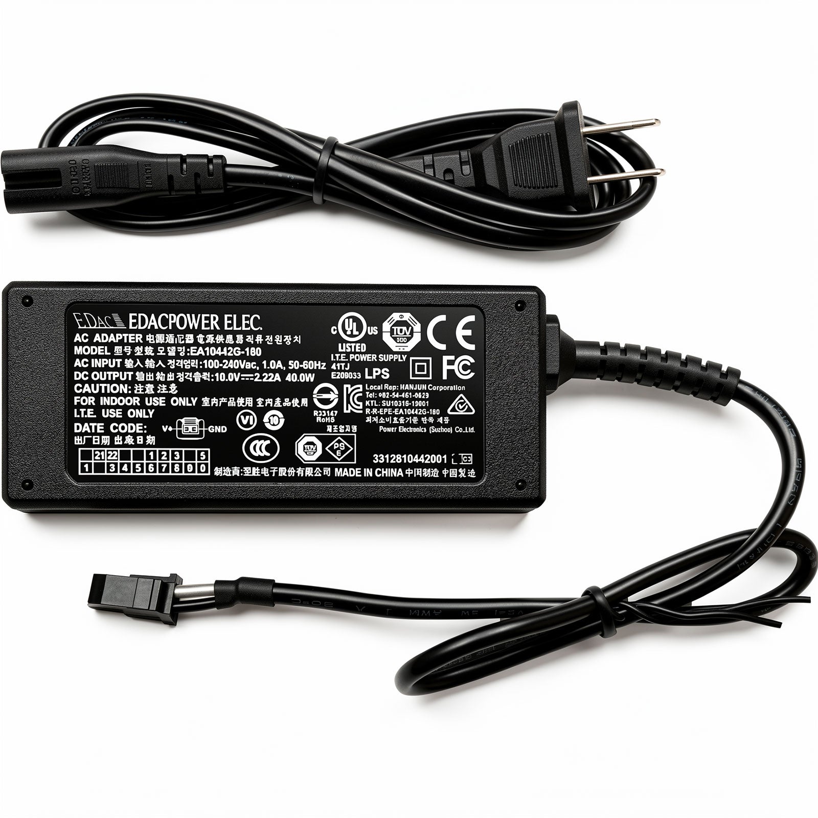 40W Desktop Power Supply for POS Kiosk Thermal Printers EDAC EA10442G-180 18V 2.22A