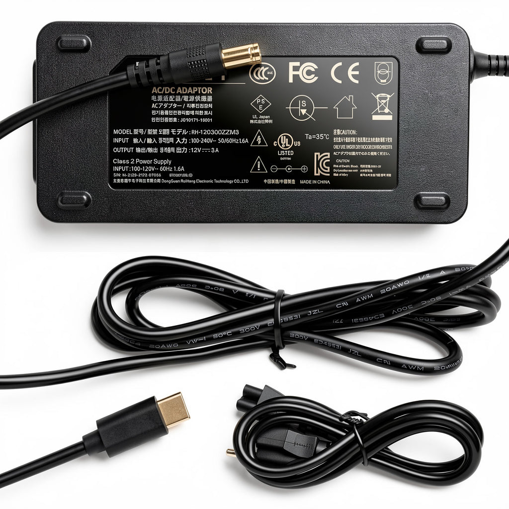 12V 3A USB-C Conversion Power Adapter for Laptops Tablets Monitors
